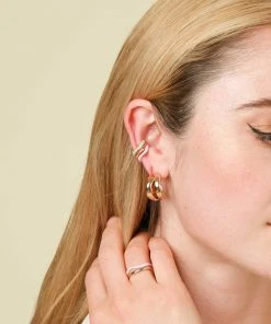 Astrid & Miyu Wave Pink Enamel Ear Cuff In Gold 21 Astrid & Miyu Wave Pink Enamel Ear Cuff In Gold