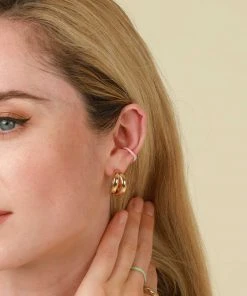Astrid & Miyu Wave Pink Enamel Ear Cuff In Gold 19 Astrid & Miyu Wave Pink Enamel Ear Cuff In Gold