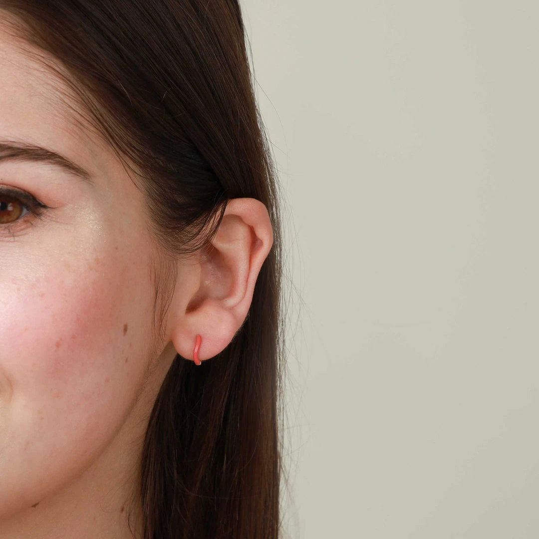 Astrid & Miyu Wave Coral Enamel Huggies 4 Astrid & Miyu Wave Coral Enamel Huggies