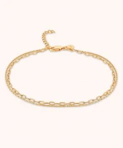 Astrid & Miyu New In Duo Chain Anklet In Gold
