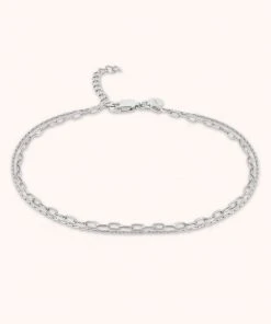 Astrid & Miyu New In Duo Chain Anklet In Silver