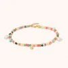 Astrid & Miyu New In Flow Beaded Anklet In Gold