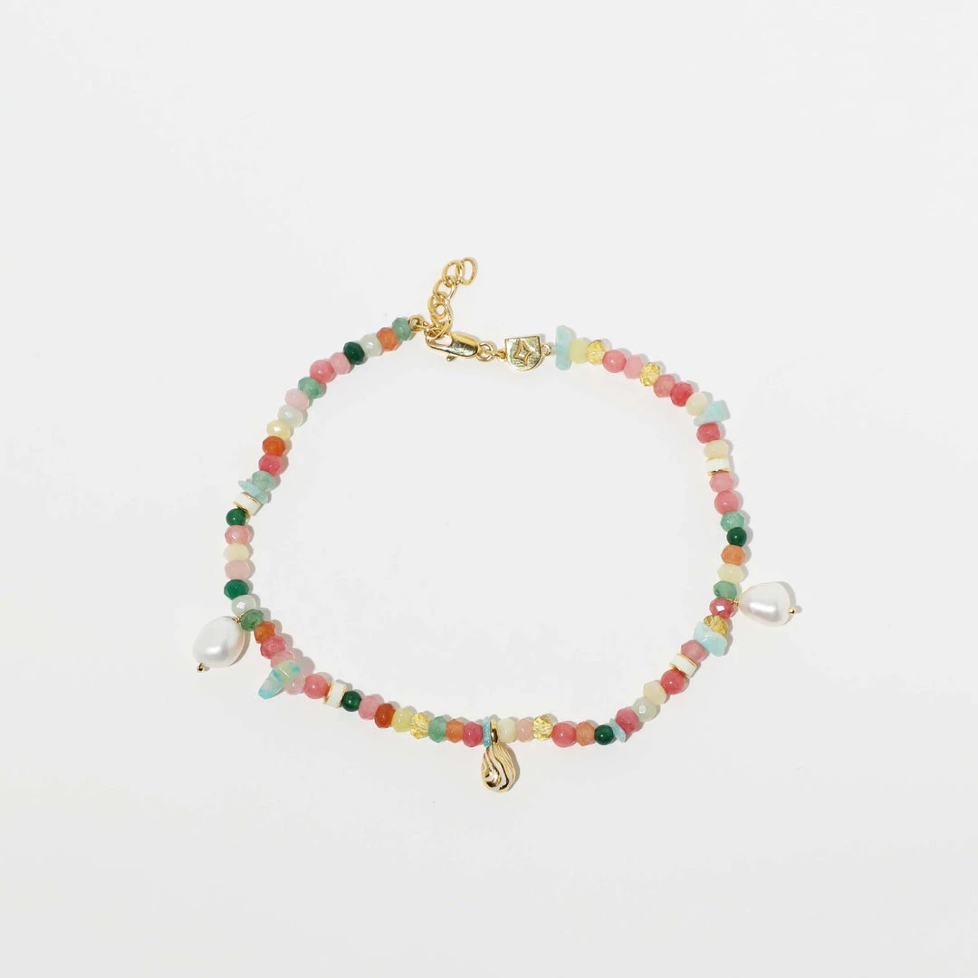 Astrid & Miyu New In Flow Beaded Anklet In Gold 5 Astrid & Miyu New In Flow Beaded Anklet In Gold