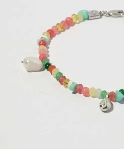 Astrid & Miyu Flow Beaded Anklet In Silver