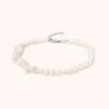 Astrid & Miyu New In Serenity Pearl Beaded Anklet In Silver