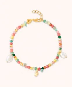 Astrid & Miyu New In Flow Beaded Bracelet In Gold