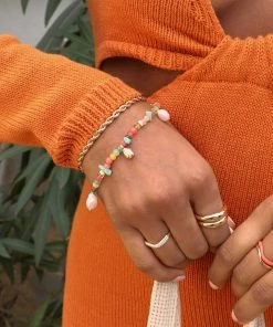 Astrid & Miyu New In Flow Beaded Bracelet In Gold