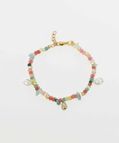 Astrid & Miyu New In Flow Beaded Bracelet In Gold
