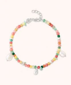 Astrid & Miyu Flow Beaded Bracelet In Silver