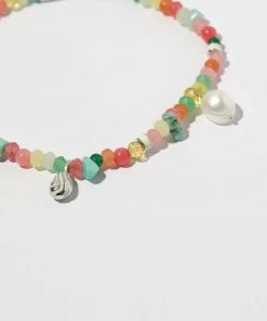 Astrid & Miyu Flow Beaded Bracelet In Silver