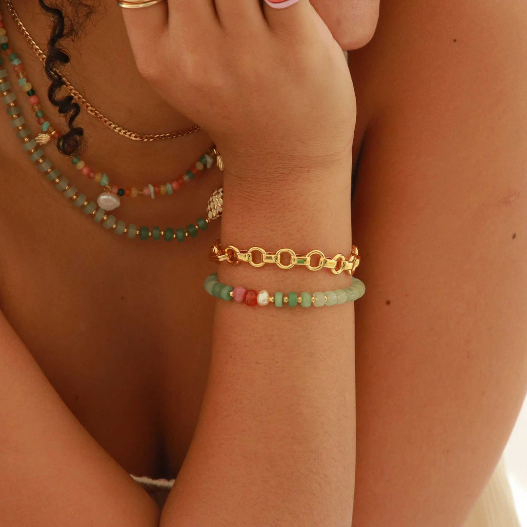Astrid & Miyu Ocean Beaded Bracelet In Gold New In 4 Astrid & Miyu Ocean Beaded Bracelet In Gold New In