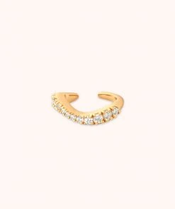 Astrid & Miyu Wave Crystal Ear Cuff In Gold New In