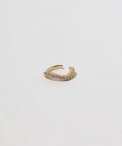 Astrid & Miyu Wave Crystal Ear Cuff In Gold New In