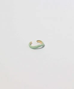Astrid & Miyu New In Wave Mint Enamel Ear Cuff In Gold