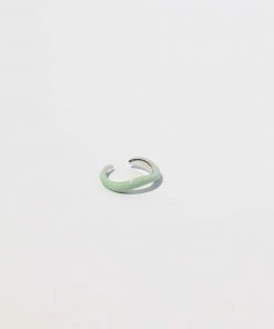 Astrid & Miyu New In Wave Mint Enamel Ear Cuff In Silver