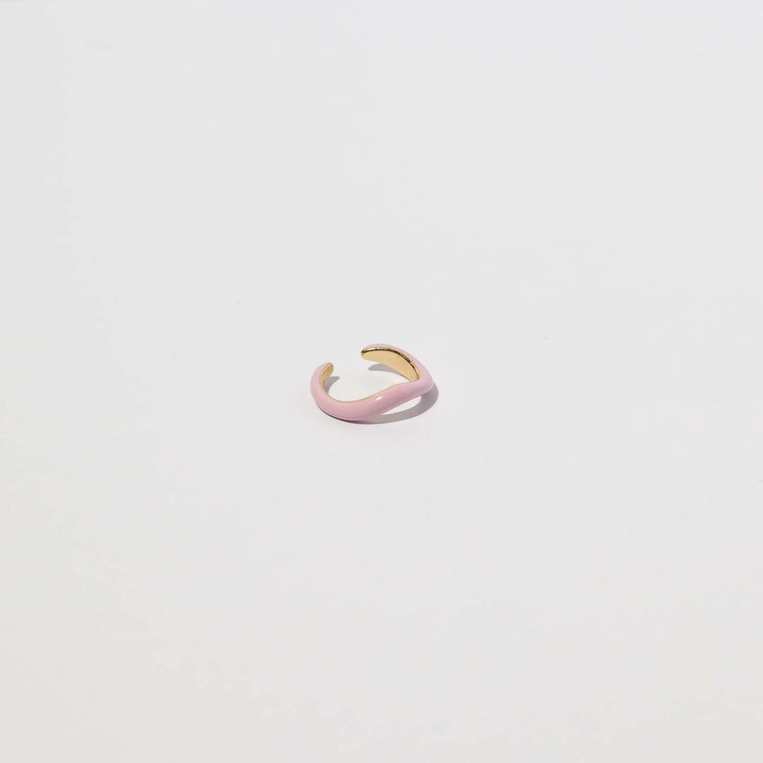 Astrid & Miyu Wave Pink Enamel Ear Cuff In Gold 5 Astrid & Miyu Wave Pink Enamel Ear Cuff In Gold