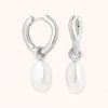 Astrid & Miyu Serenity Pearl Charm Hoops In Silver