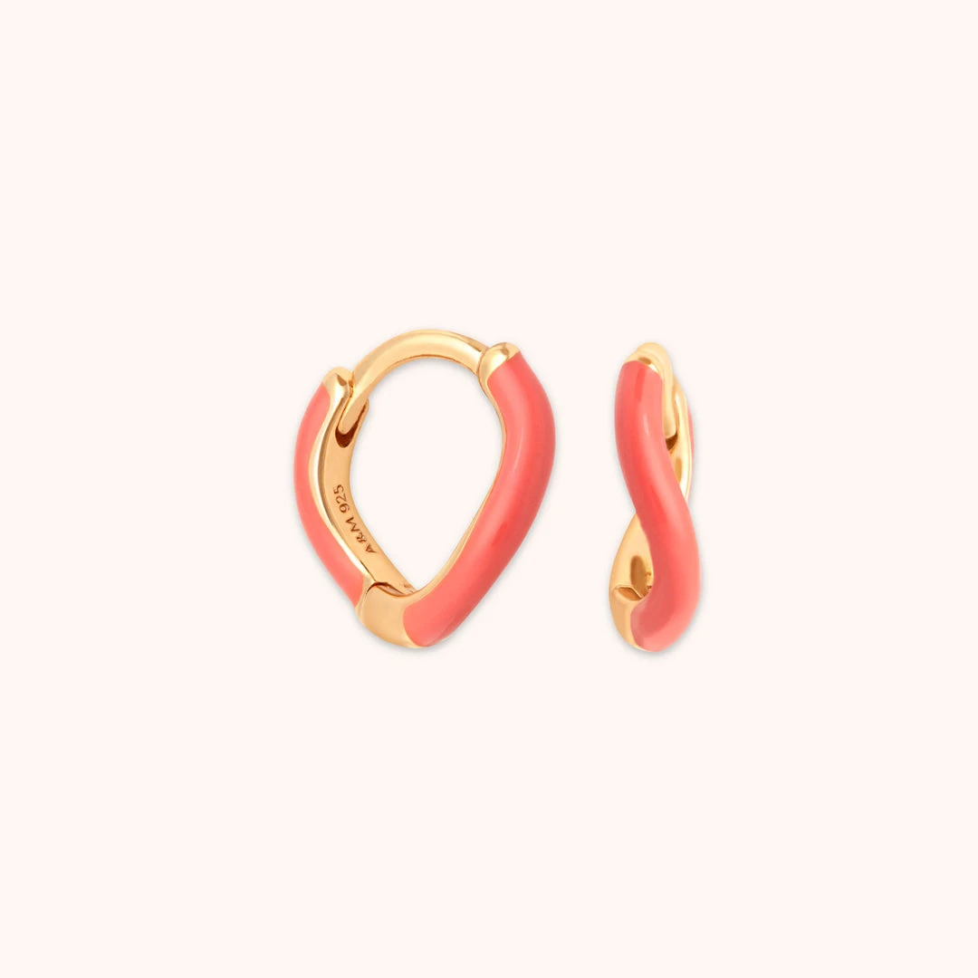 Astrid & Miyu Wave Coral Enamel Huggies 3 Astrid & Miyu Wave Coral Enamel Huggies