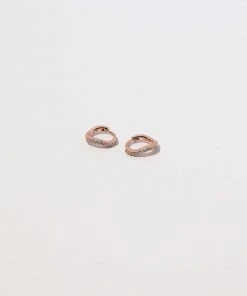 Astrid & Miyu Wave Crystal Huggies In Rose Gold
