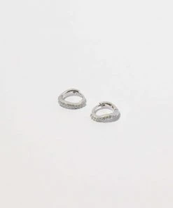 Astrid & Miyu Wave Crystal Huggies In Silver New In