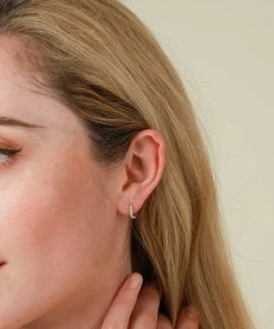 Astrid & Miyu New In Wave Mint Enamel Huggies In Silver