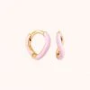 Astrid & Miyu Wave Pink Enamel Huggies In Gold New In