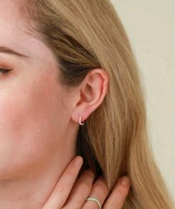 Astrid & Miyu Wave Pink Enamel Huggies In Silver New In