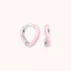 Astrid & Miyu Wave Pink Enamel Huggies In Silver New In