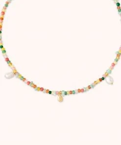 Astrid & Miyu New In Flow Beaded Necklace In Gold