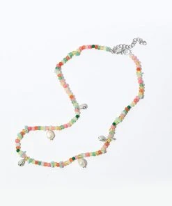 Astrid & Miyu New In Flow Beaded Necklace In Silver