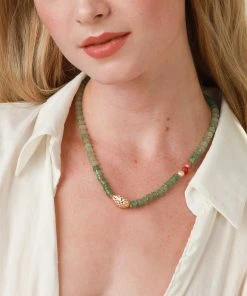 Astrid & Miyu Ocean Beaded Necklace In Gold New In