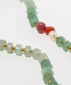 Astrid & Miyu Ocean Beaded Necklace In Gold New In