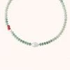 Astrid & Miyu New In Ocean Beaded Necklace In Silver 1 Astrid & Miyu New In Ocean Beaded Necklace In Silver