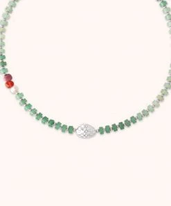 Astrid & Miyu New In Ocean Beaded Necklace In Silver