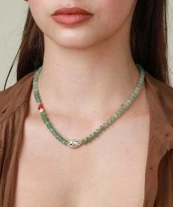 Astrid & Miyu New In Ocean Beaded Necklace In Silver