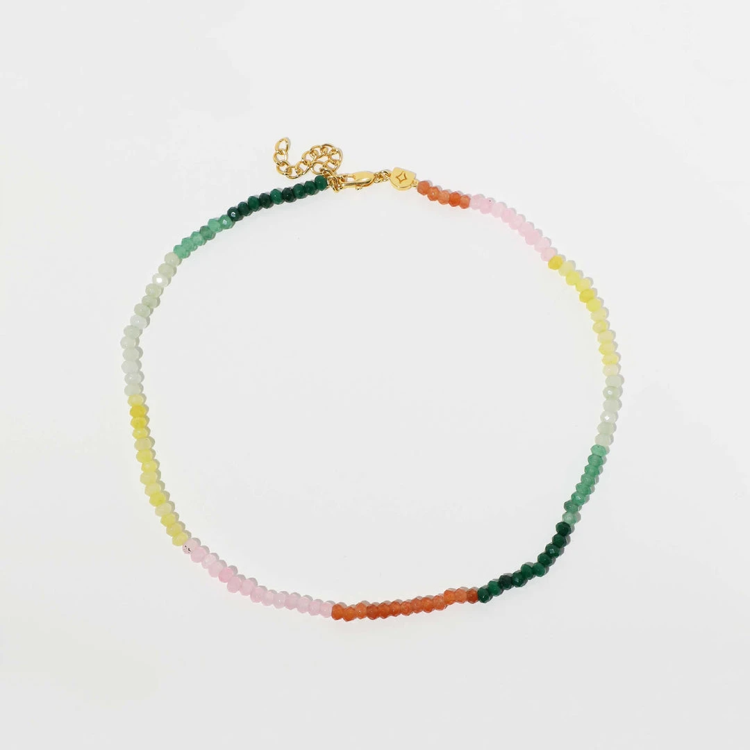 Astrid & Miyu New In Solar Rainbow Beaded Necklace In Gold 7 Astrid & Miyu New In Solar Rainbow Beaded Necklace In Gold