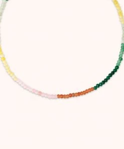 Astrid & Miyu Solar Rainbow Beaded Necklace In Silver New In