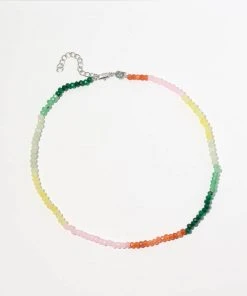 Astrid & Miyu Solar Rainbow Beaded Necklace In Silver New In 11 Astrid & Miyu Solar Rainbow Beaded Necklace In Silver New In