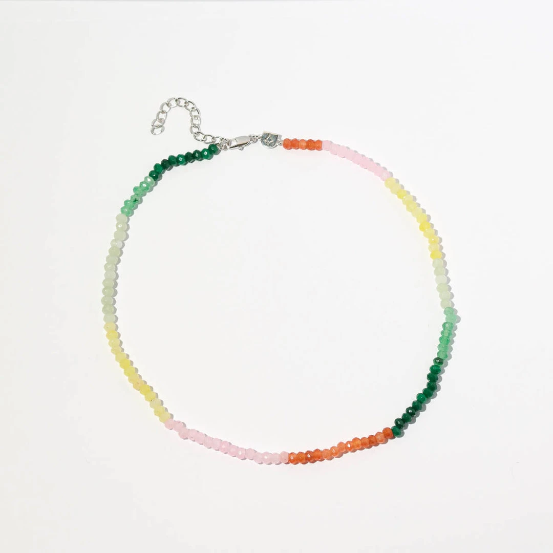 Astrid & Miyu Solar Rainbow Beaded Necklace In Silver New In 7 Astrid & Miyu Solar Rainbow Beaded Necklace In Silver New In