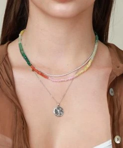 Astrid & Miyu Solar Rainbow Beaded Necklace In Silver New In 10 Astrid & Miyu Solar Rainbow Beaded Necklace In Silver New In
