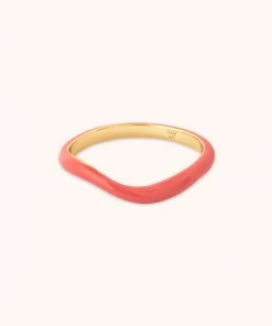 Astrid & Miyu New In Wave Coral Enamel Ring