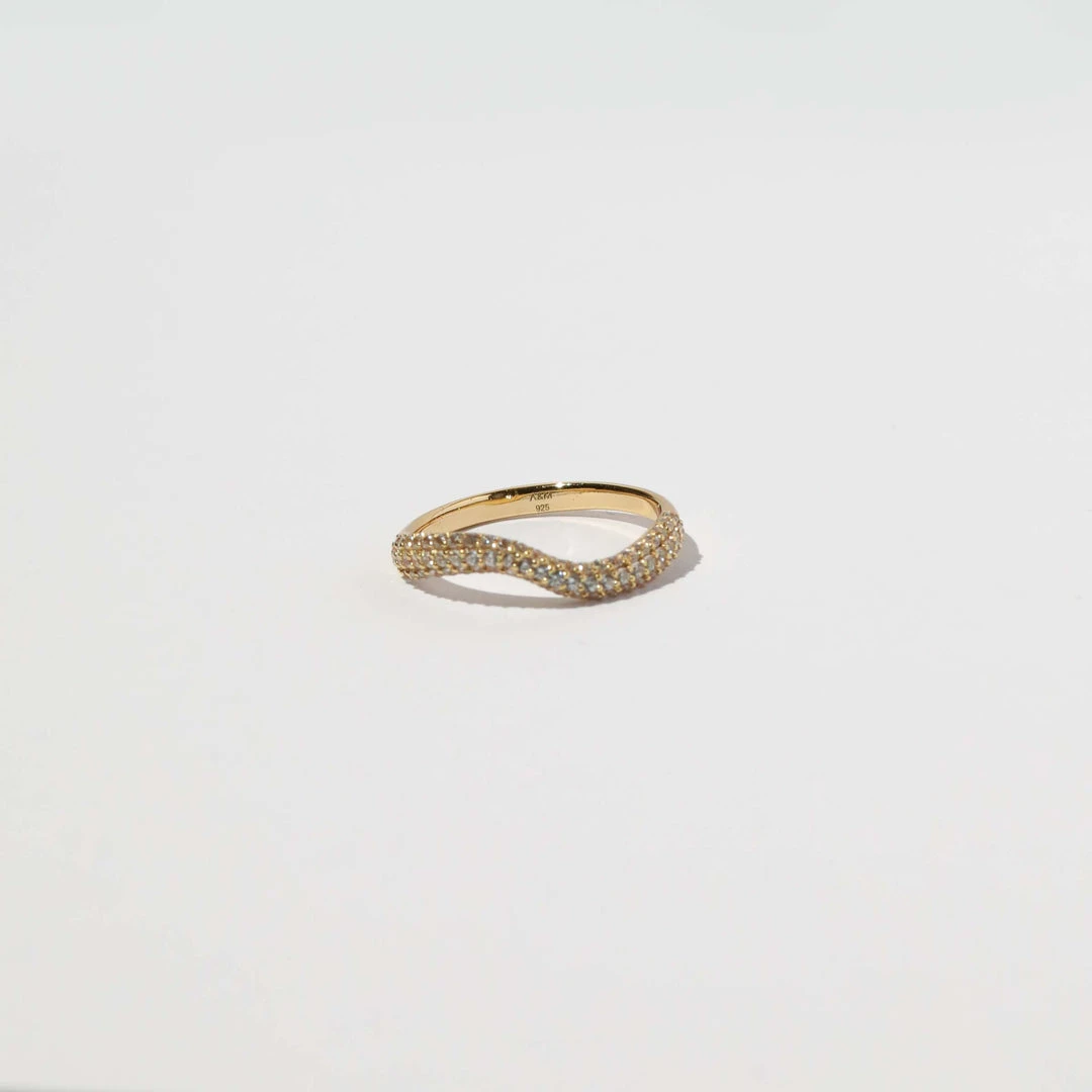 Astrid & Miyu Wave Crystal Ring In Gold 5 Astrid & Miyu Wave Crystal Ring In Gold