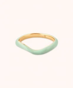 Astrid & Miyu Wave Mint Enamel Ring