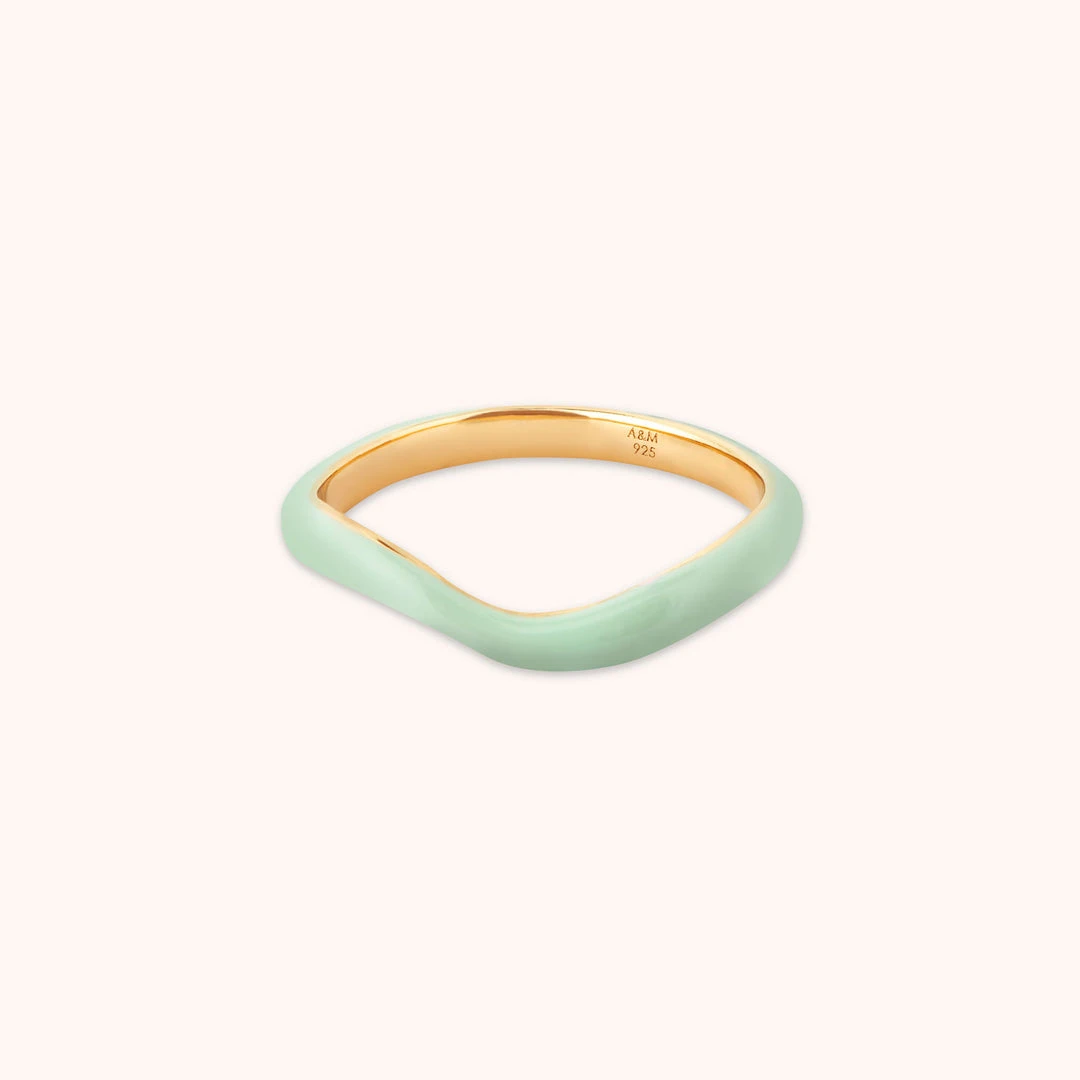 Astrid & Miyu Wave Mint Enamel Ring 3 Astrid & Miyu Wave Mint Enamel Ring