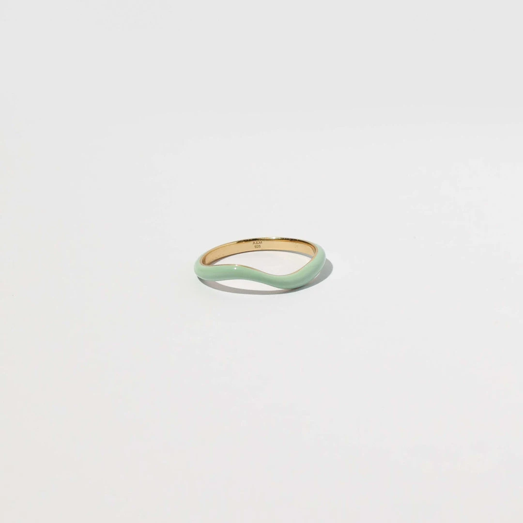 Astrid & Miyu Wave Mint Enamel Ring 5 Astrid & Miyu Wave Mint Enamel Ring