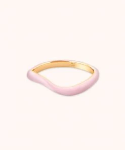 Astrid & Miyu Wave Pink Enamel Ring