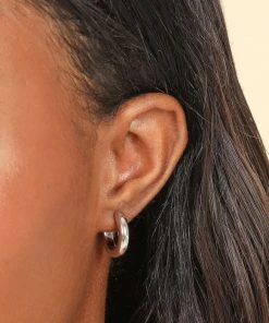 Astrid & Miyu Bold Medium Hoops In Silver