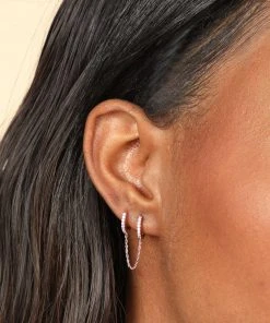 Astrid & Miyu Chain Link Huggies In Rose Gold New In