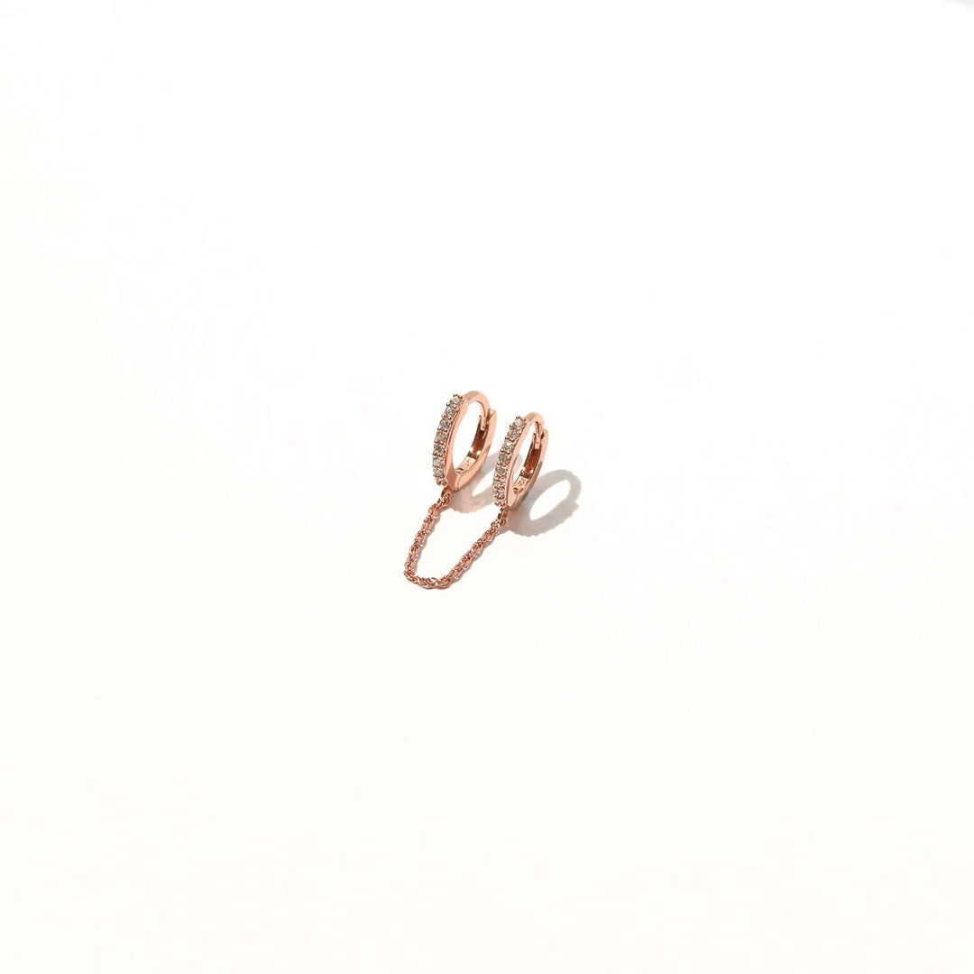 Astrid & Miyu Chain Link Huggies In Rose Gold New In 5 Astrid & Miyu Chain Link Huggies In Rose Gold New In