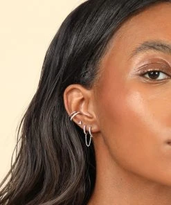 Astrid & Miyu Chain Link Huggies In Silver New In